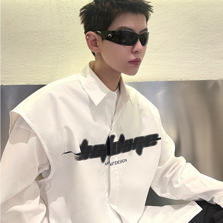 Áo Sơ Mi Không Tay Nhiều Túi In Họa Tiết Phong Cách Hàn Quốc Thời Trang Cho Nam