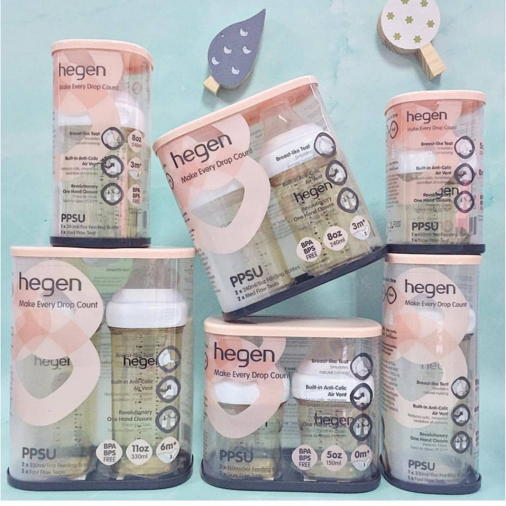 Bình Sữa Cao Cấp HEGEN PPSU150ml/240ml/330ml Có Tem Chính Hãng Của Công Ty