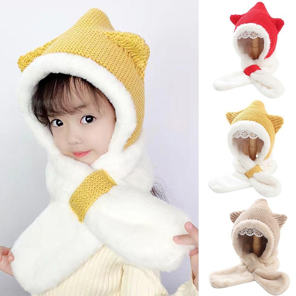 SHOUKEY Set Mũ Len Và Khăn Choàng Cổ 2 Trong 1 Cho Bé