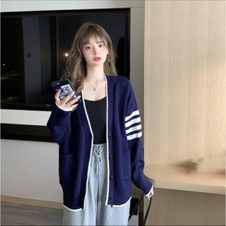 Áo khoác cardigan thom browne oversize len dày dặn tay dài sọc vằn - Order taobao quảng châu