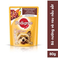 12 gói sốt chó pedigree 80gr VỊ BÒ NẤU SỐT 80GR