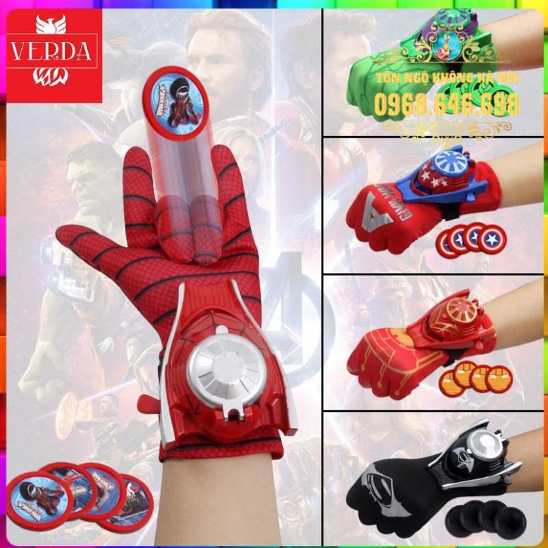 Găng tay người nhện trẻ em siêu nhân bắn đĩa trẻ em Nhân Vật Spiderman , hulk, captain, iron man