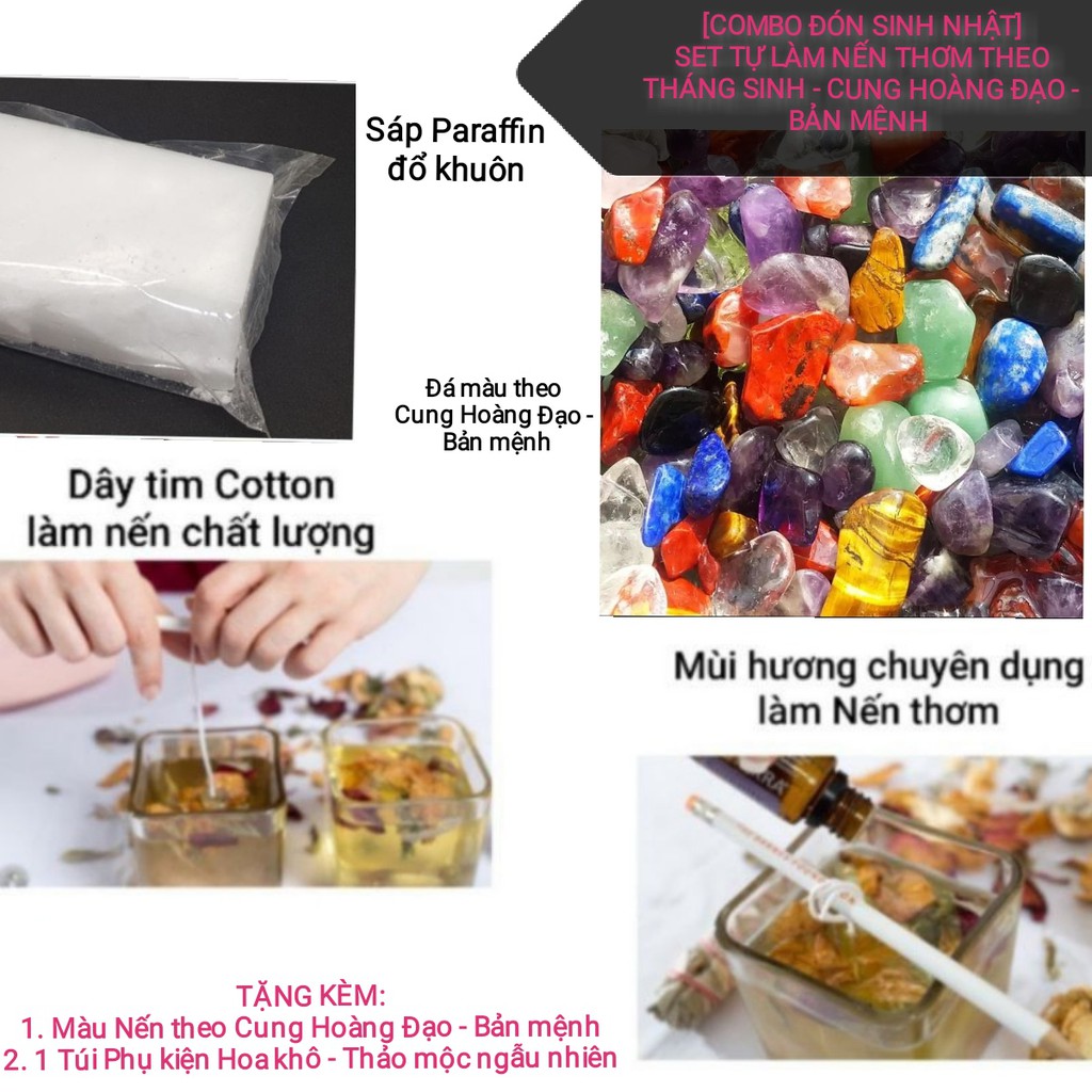 [COMBO ĐÓN SINH NHẬT] SET TỰ LÀM NẾN THƠM THEO THÁNG SINH TẶNG 1 LỌ MÙI HƯƠNG - 9293store - 9293kitdecor