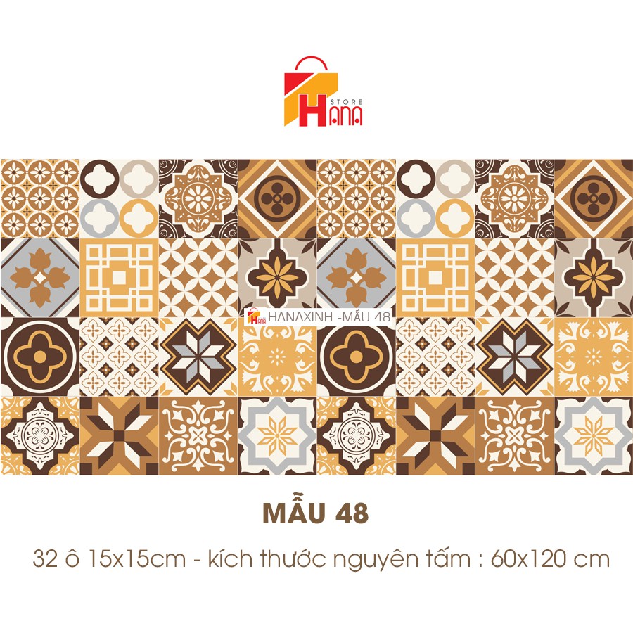 Mua set 3 tặng 1 set (60x120cm) decal gạch bông trang trí bếp, dán tường , dán kính