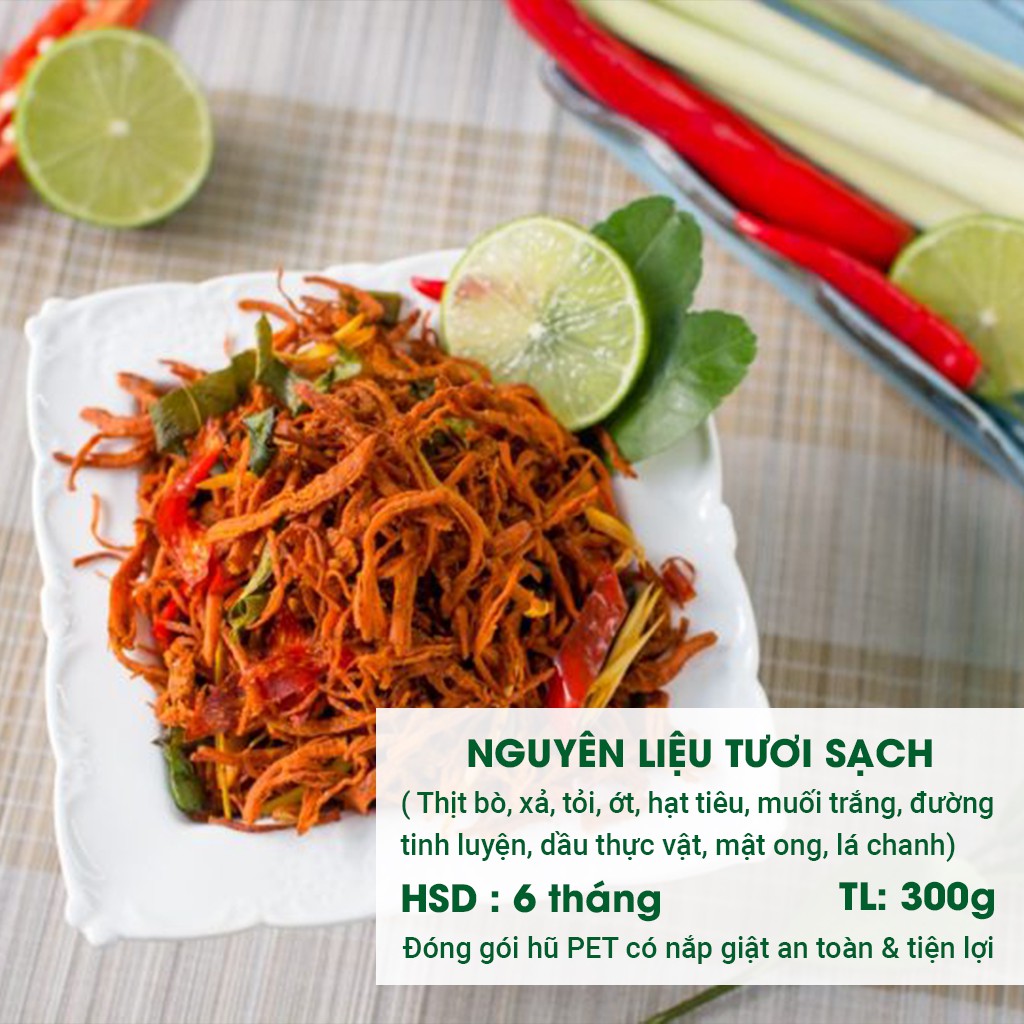 Khô Bò Xé Sợi Dài Lá Chanh 300G Ecofood Mềm Thơm Đâm Vị, Đồ Ăn Vặt Việt Nam An Toàn Vệ Sinh Thực Phẩm