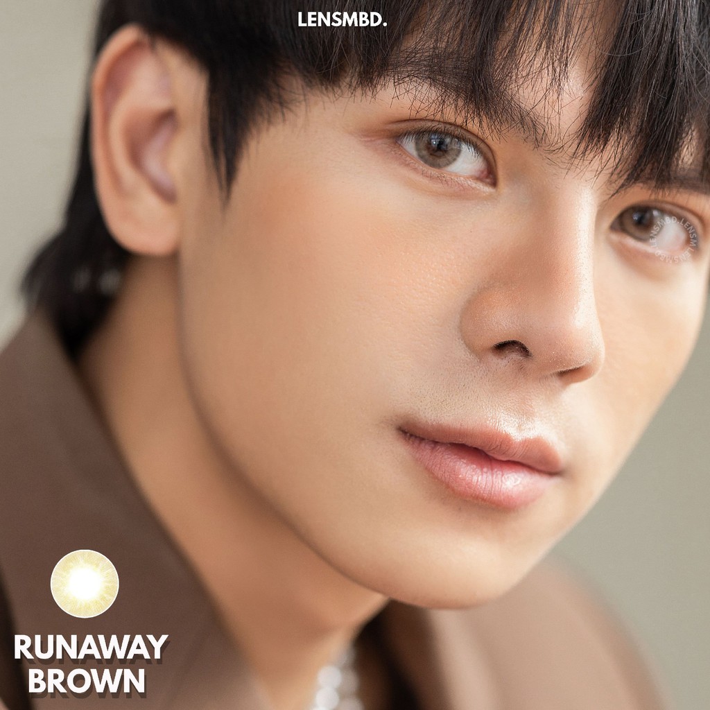Kính áp tròng nâu sáng trong cho nam Runway Brown LENSMBD