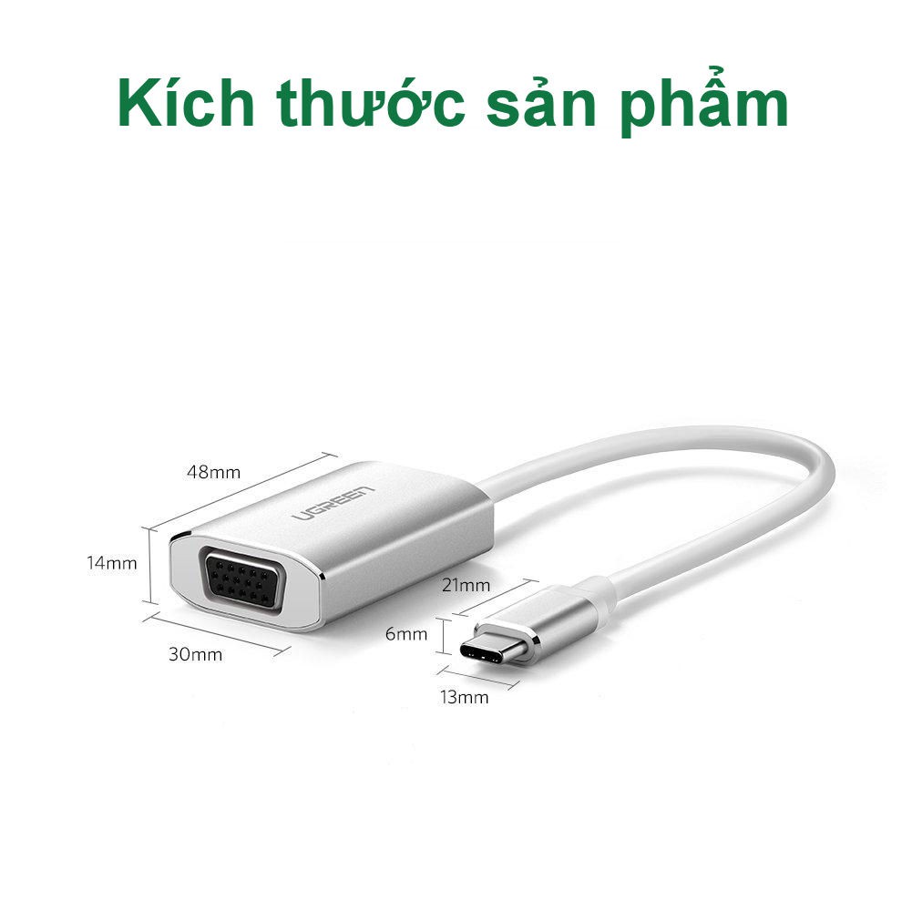 Cáp chuyển đổi USB type C sang VGA dài 25cm UGREEN CM114 40866