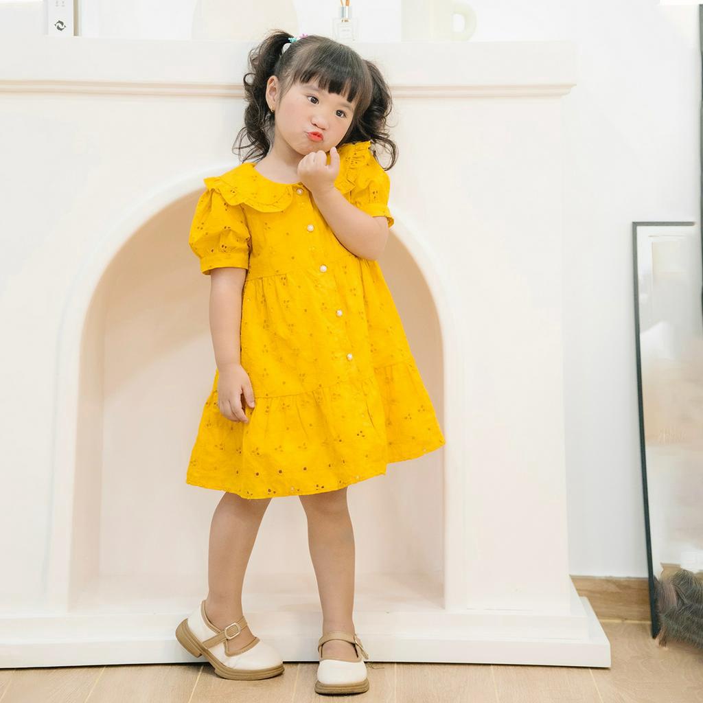 Váy cho bé gái DORYKIDS vàng công chúa Elsa xinh đẹp vải thô Hàn cao cấp cho bé gái 2,3,4,5,6,7,8,9,10,11,12 tuổi-V20