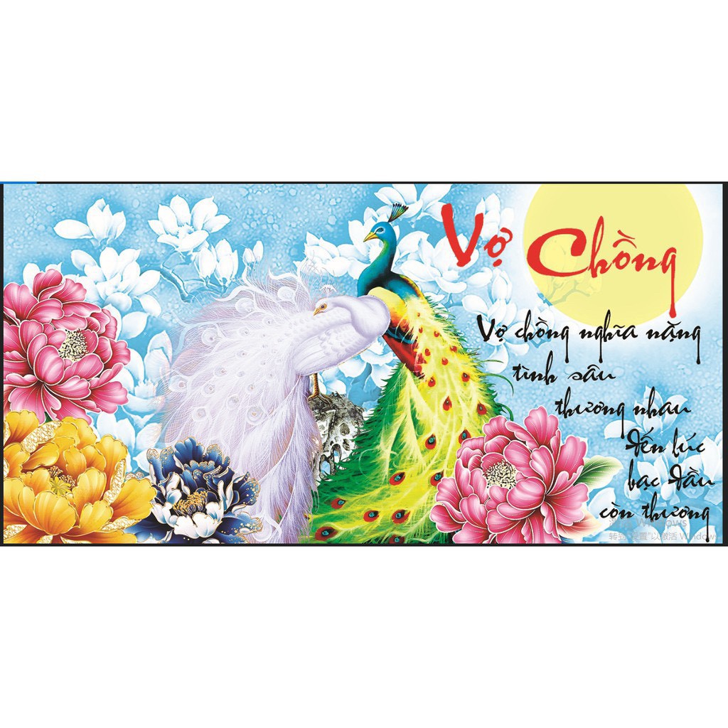 Tranh thêu chữ thập vợ chồng nghĩa nặng tình sâu-X8092