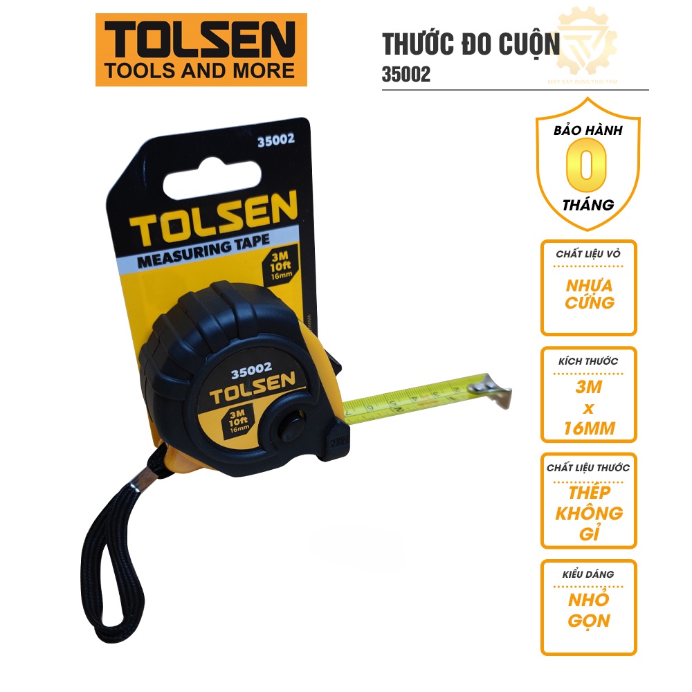 Thước cuộn 3m đo bọc nhựa mềm TOLSEN 35002 dùng trong xây dựng, sửa chữa công trường, cơ khí, lắp ráp