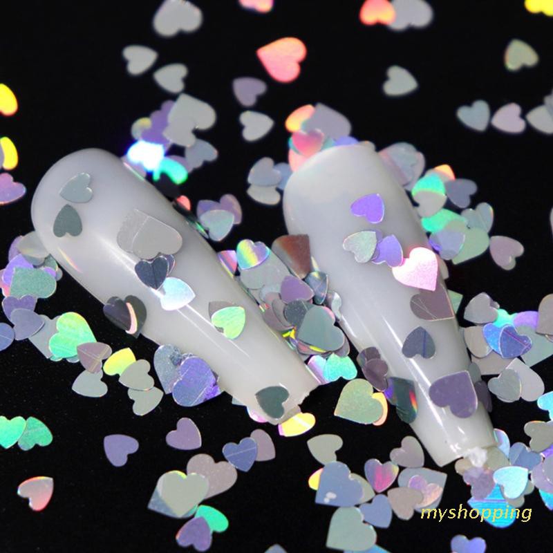 Hộp 12 ngăn kim tuyến hình trái tim trang trí móng tay