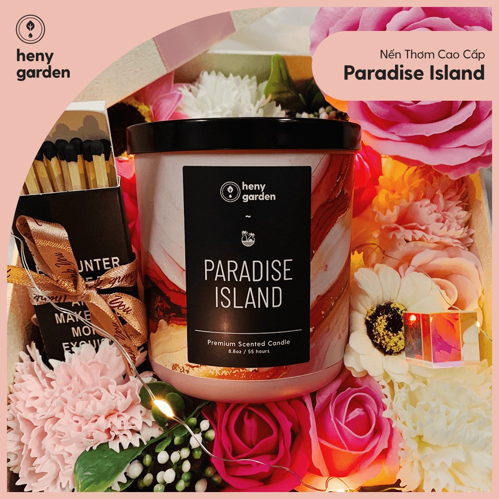 Nến Thơm Cao Cấp Paradise Island (Hòn Đảo Thiên Đường) Heny Garden – Tặng Tinh Dầu Mẫu Thử