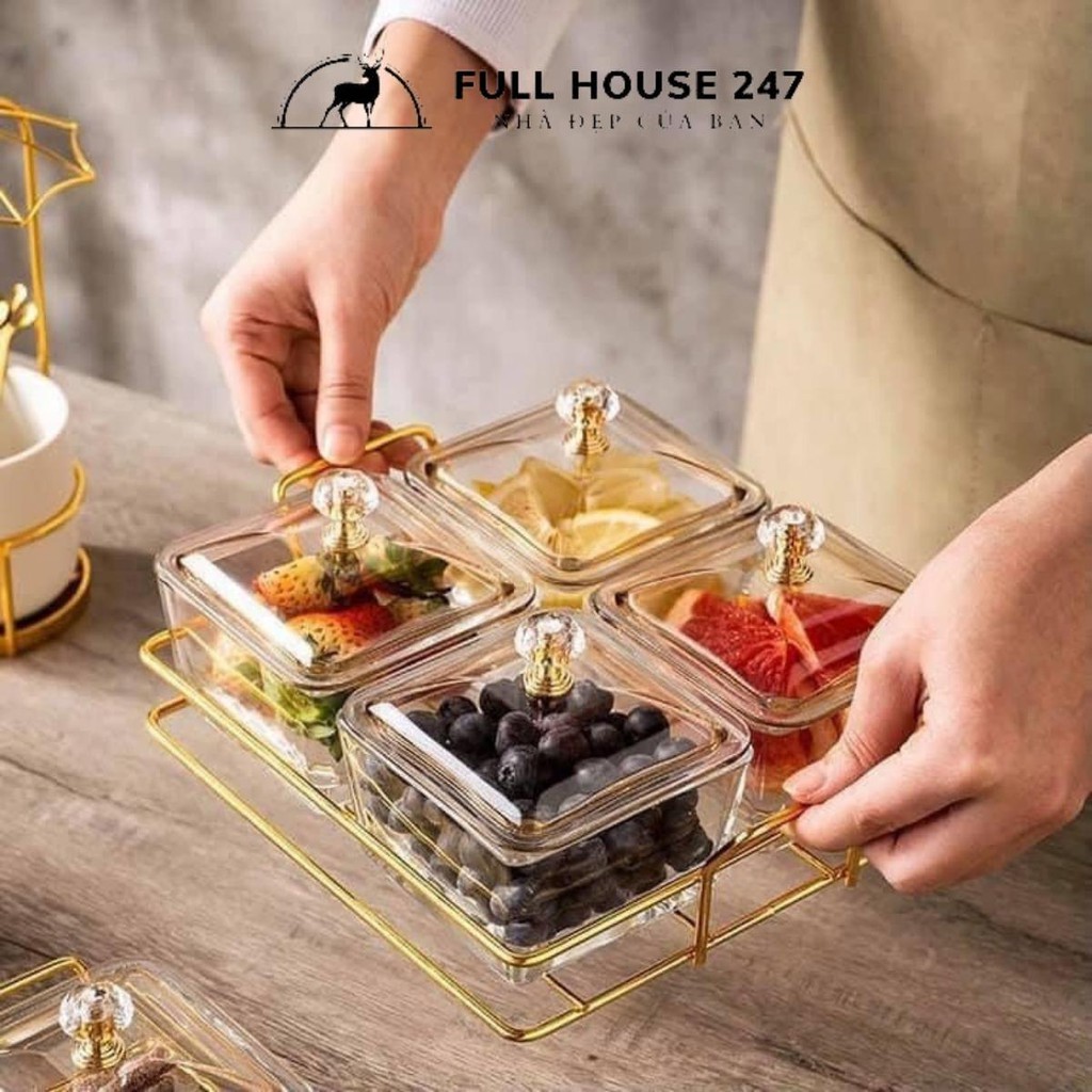 Khay mứt tết thủy tinh trong suốt sang trọng - Fhouse247