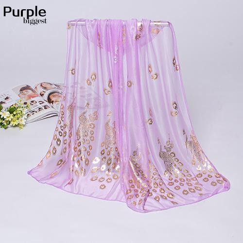 Khăn choàng nữ với họa tiết con công thời trang