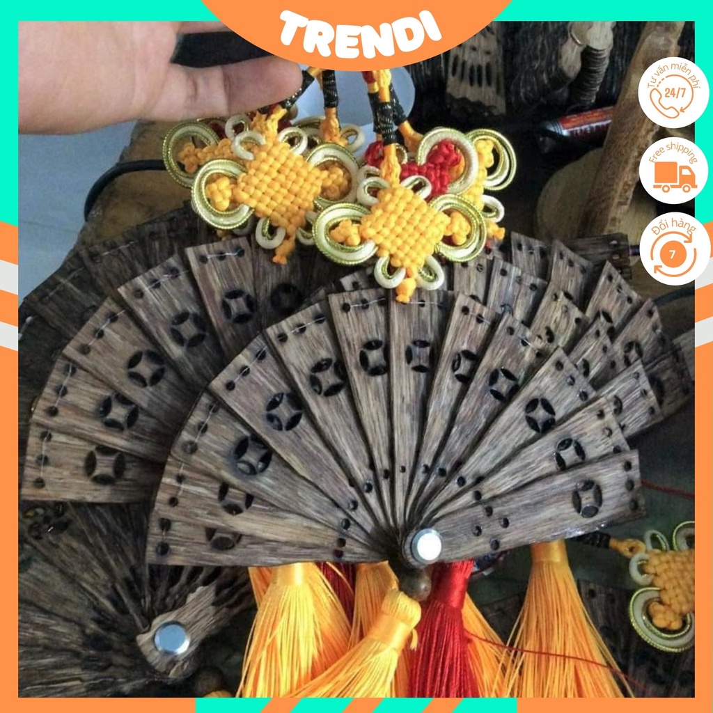 Quạt Treo Gỗ Trầm Hương Trang Trí Ô Tô - Liên Hoa Trang Trí Bàn Làm Việc