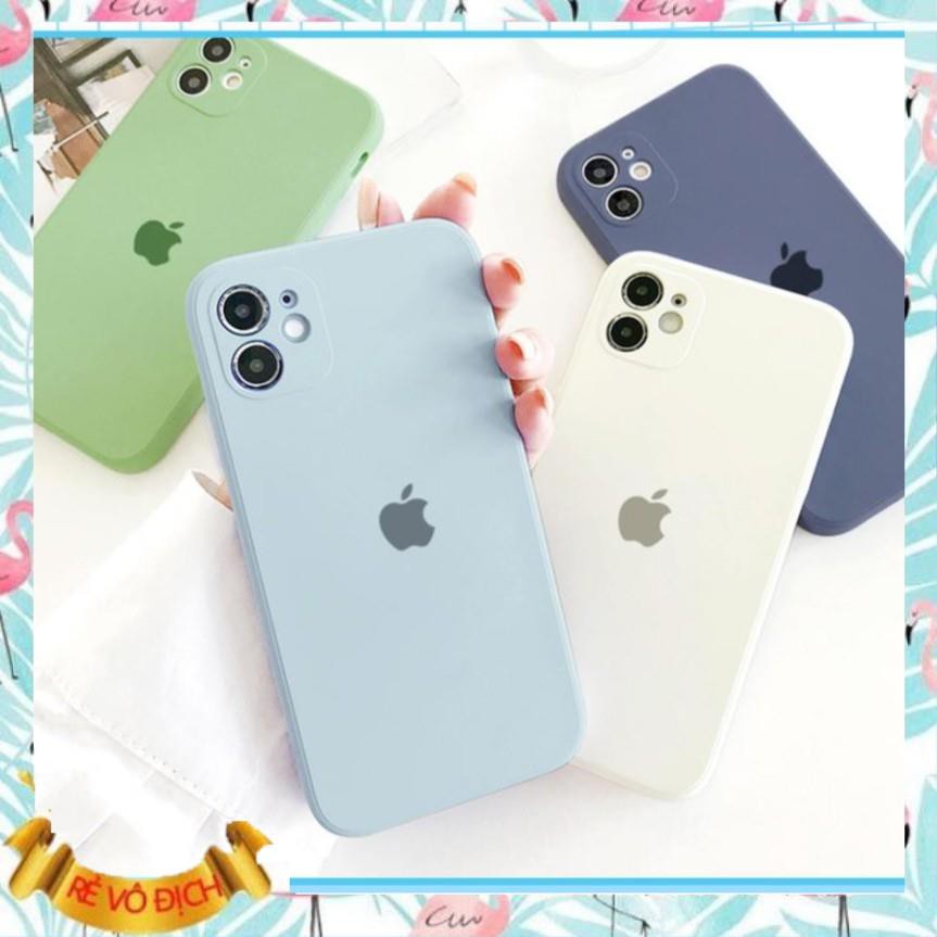 Ốp lưng iphone - Ốp iphone Logo táo lót nỉ 4 màu cạnh vuông BVC 5/5s/6/6plus/6splus/7/7plus/8/8plus/x/xs/11/12/pro/max