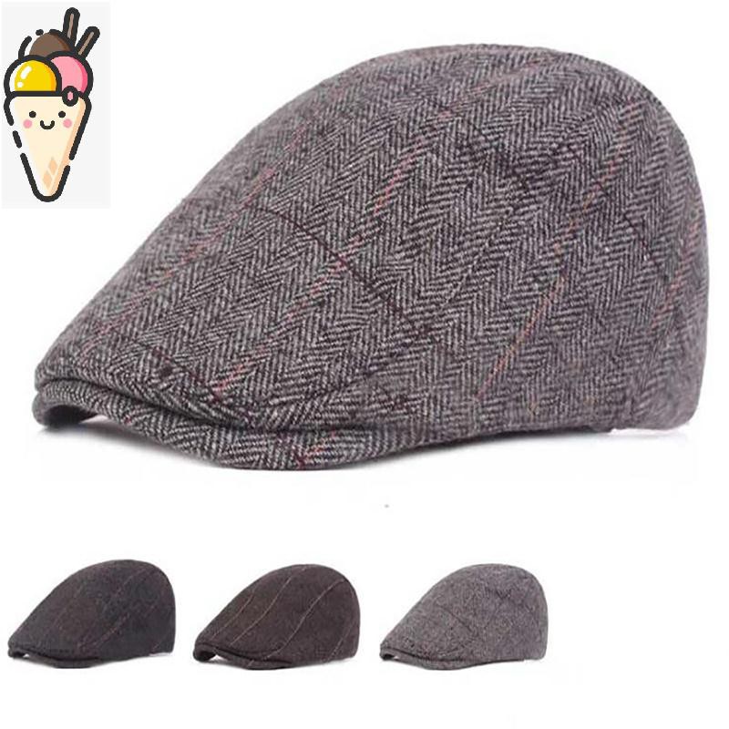 Mũ Beret Vải Len Cotton Kẻ Sọc Kiểu Anh Thời Trang Xuân Thu 2018 Cho Nam Và Nữ