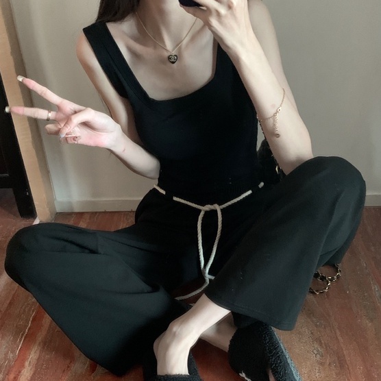 Quần thể thao ZHELIHANGFEI lưng cao có dây thắt ống rộng thời trang năng động