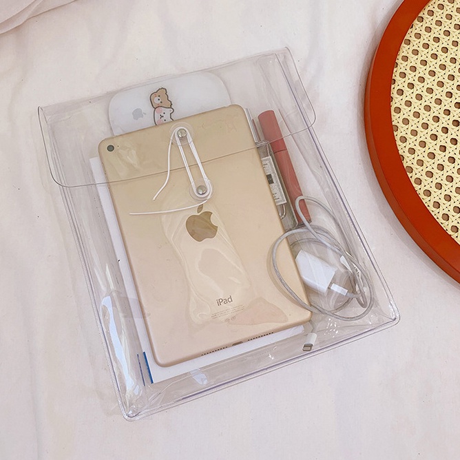 Túi lưu trữ PVC quanh co trong suốt túi lưu trữ dữ liệu văn phòng phẩm