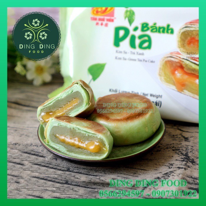 [ Combo 2 Bịch ] Bánh Pía Kim Sa Trà Xanh Trứng 150g ( 1 Bịch 2 Cái Bánh To ) Tân Huê Viên - DING DING FOOD