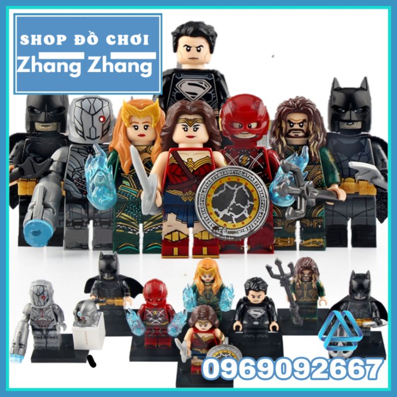 Đồ chơi Xếp hình mô hình gồm Superman - Wonder Woman - Batman - Aquaman - Mera - Flash - Cyborg Minifigures Xinh X0312