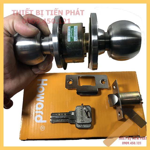 Ổ Khóa Tay Nắm Tròn HOWARD MD-3000, Full Inox 304, Cao Cấp, Chuyên Khóa Cửa Đi, Phòng, Tolet, Nhà Kho (Chính Hãng)