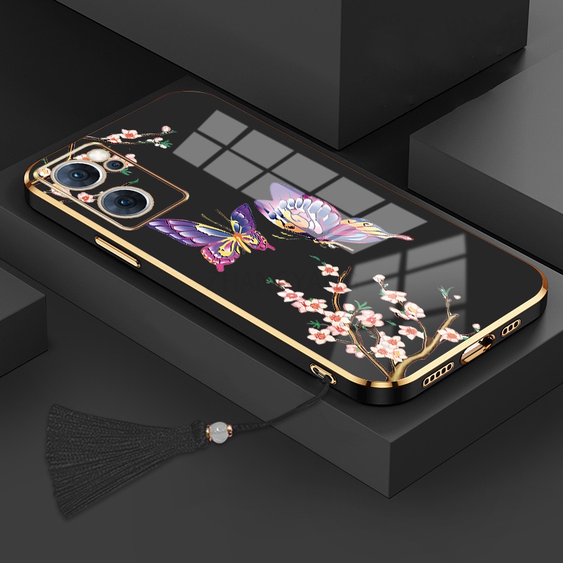 ốp lưng oppo reno 7 reno 7 se reno 8 Ốp Điện Thoại Silicon Họa Tiết Bươm Bướm Kèm Dây Đeo Cho oppo reno 7 reno 7 se reno 8