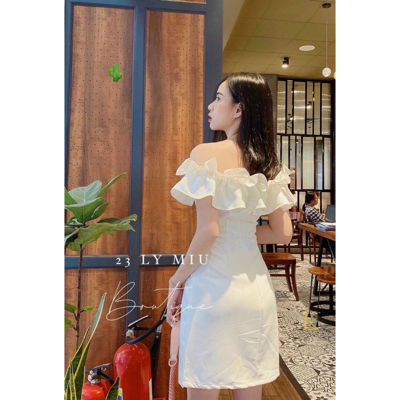 đầm kiểu trễ vai bèo xinh chất kate hàn đẹp p