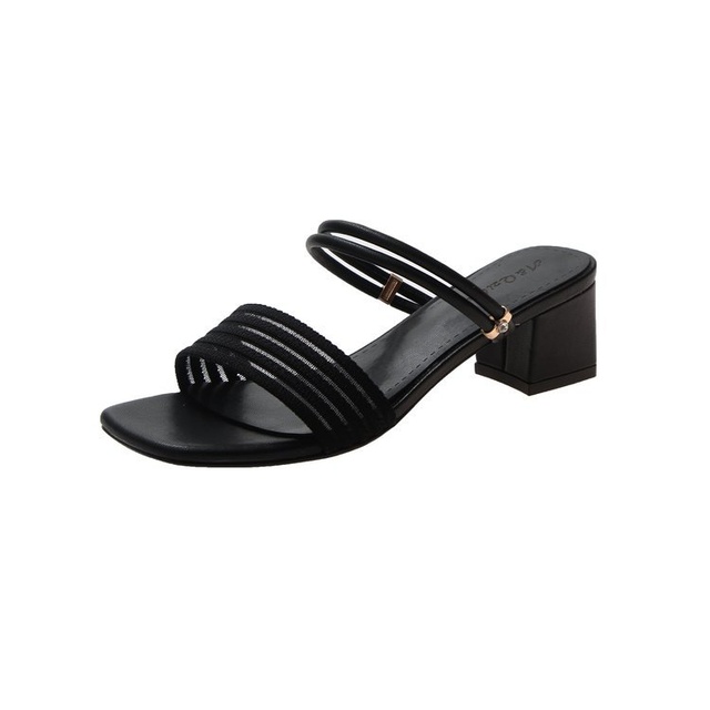 Giày sandal cao gót nữ quai mang 2 kiểu - Giày gót vuông cao 5cm - Giày nữ da mềm gồm 2 màu Đen và Kem - Linus LN1807