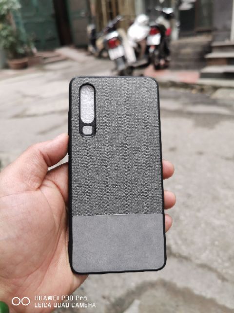 Ốp lưng Silicon mềm lưng da kết hợp vải cho Huawei P30