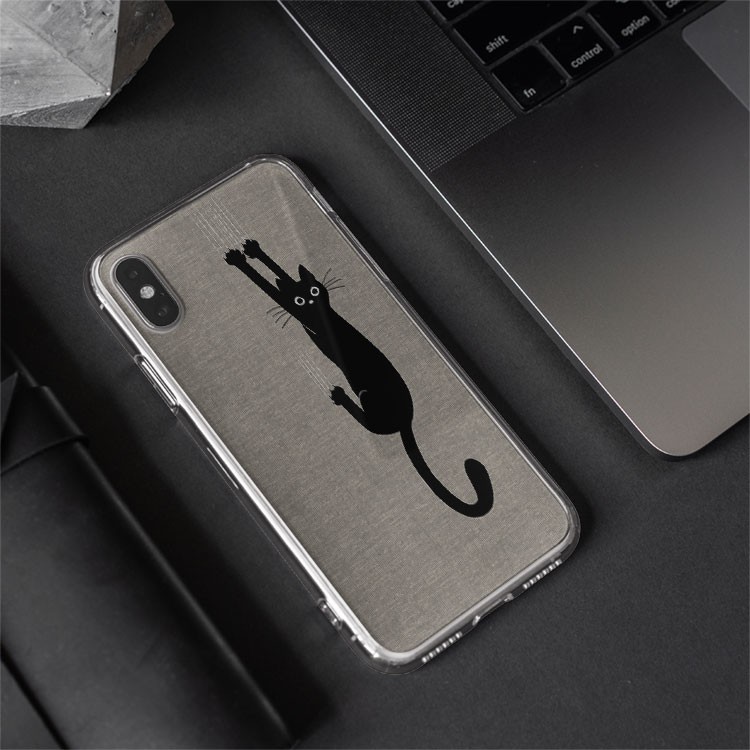 Ốp lưng mèo đen cào tường đơn giản mà nổi bật - love cat Iphone từ 5 đến Xs Max/11/11 Promax/12/12 Promax CHUCOM21008