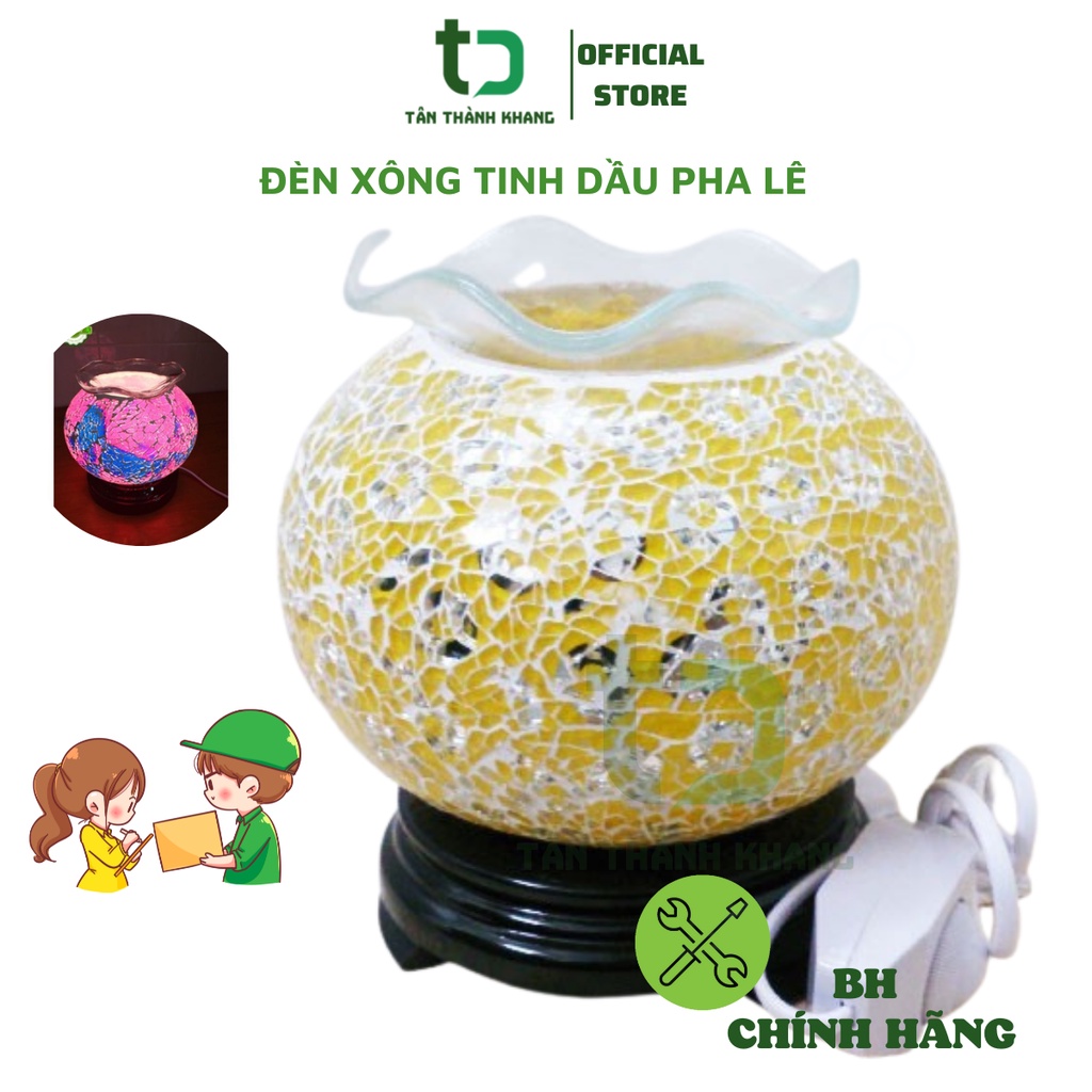 Xả Kho Đèn Xông Tinh Dầu Pha Lê To 17x 17 Nhiều Màu+ Tinh Dầu Tặng