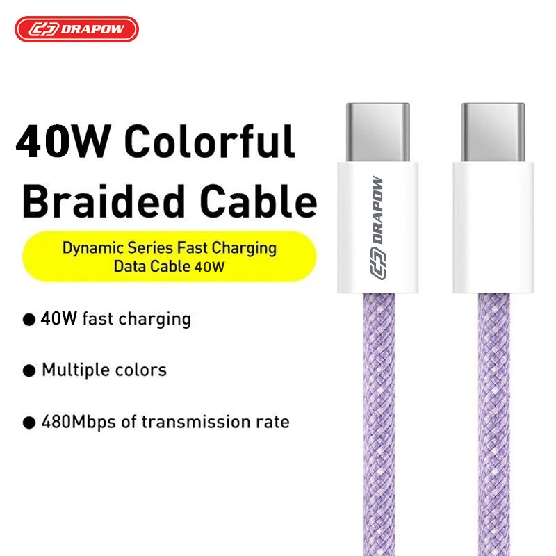 Dây cáp sạc nhanh 20W Type C to Type C Drapow CZ07C và cáp PD Type C to L  Drapow CZ07 dây dù bện