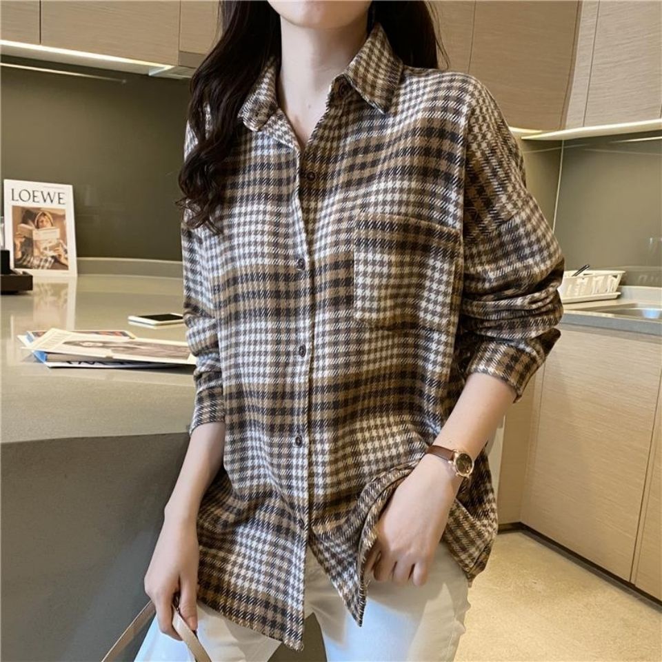 Áo sơ mi dài tay dáng rộng thiết kế mới phong cách thời trang mùa xuân thu dành cho nữ
