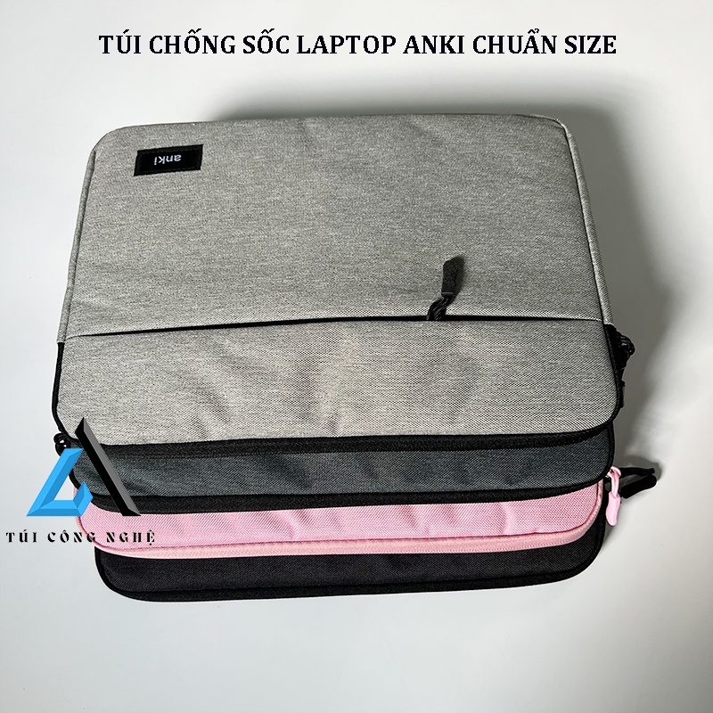 Túi Chống Sốc Laptop Mac Book Anki Kháng Nước Có Ngăn Phụ, Bên Trong Nhung Mềm Đựng Laptop 12 13.3 14 15 15.6inch