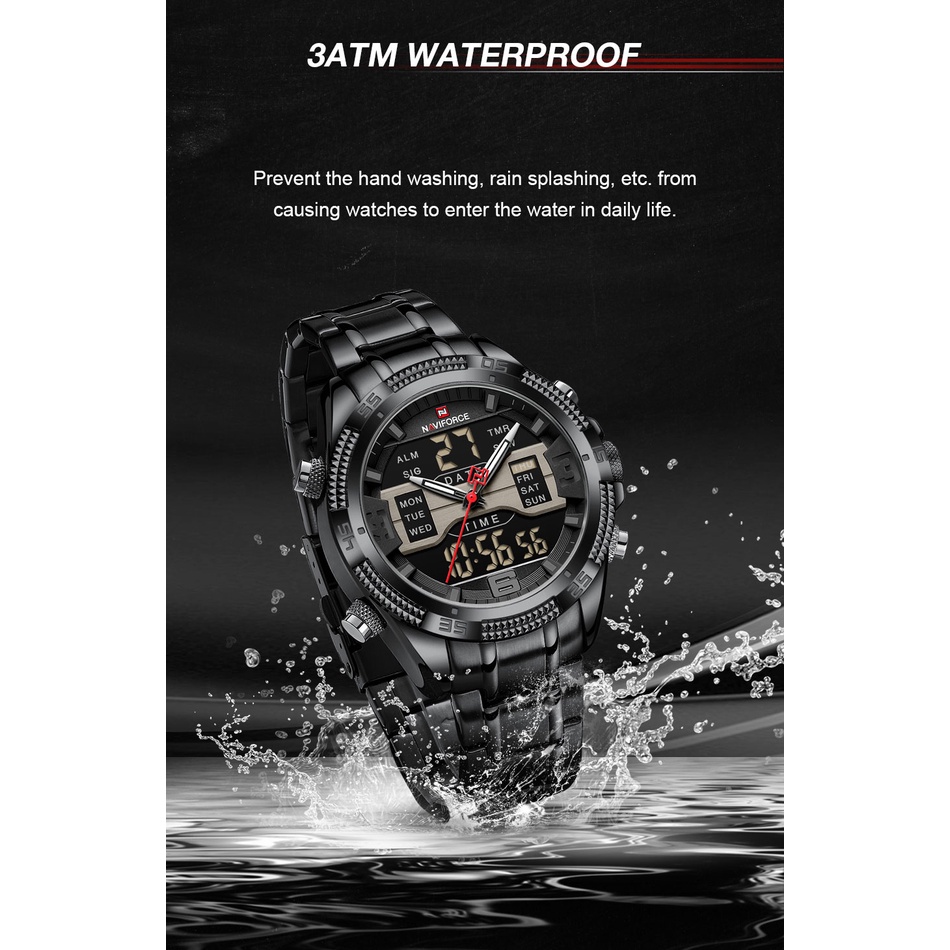 Đồng Hồ Led NAVIFORCE 9201 Thiết Kế Thời Trang Chống Nước Cho Nam