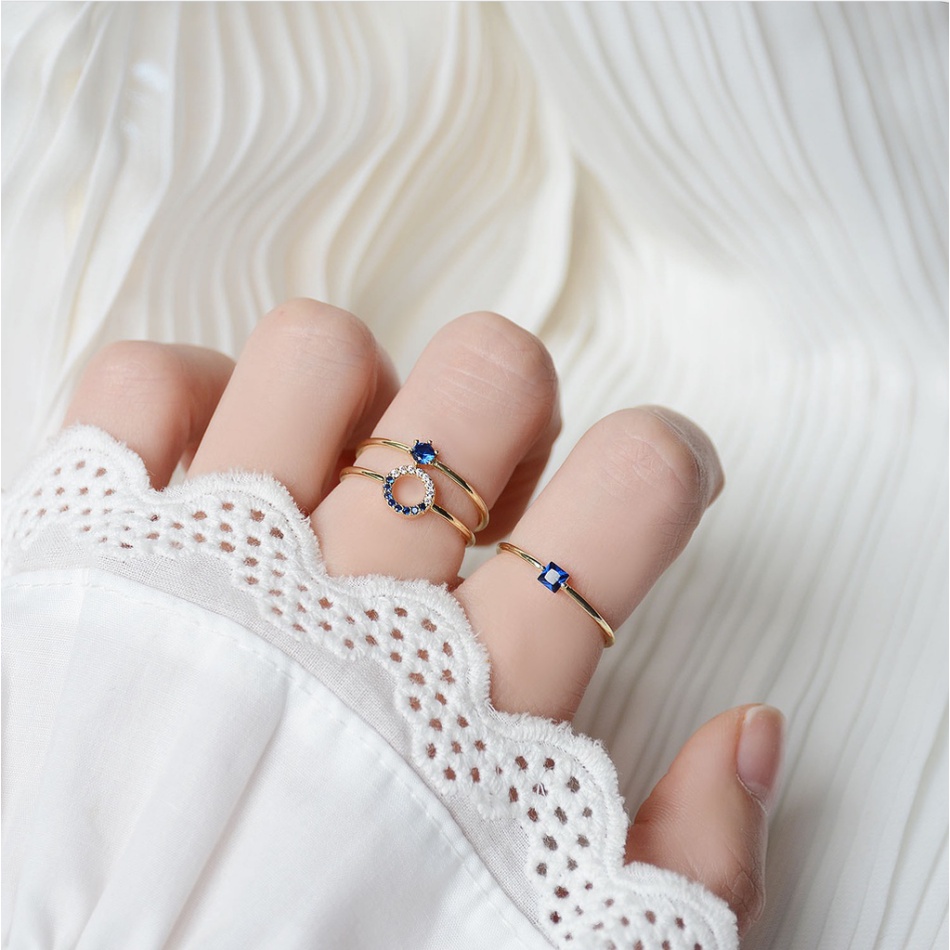 Set 3 nhẫn hở mạ vàng 18k đính đá zircon đơn giản