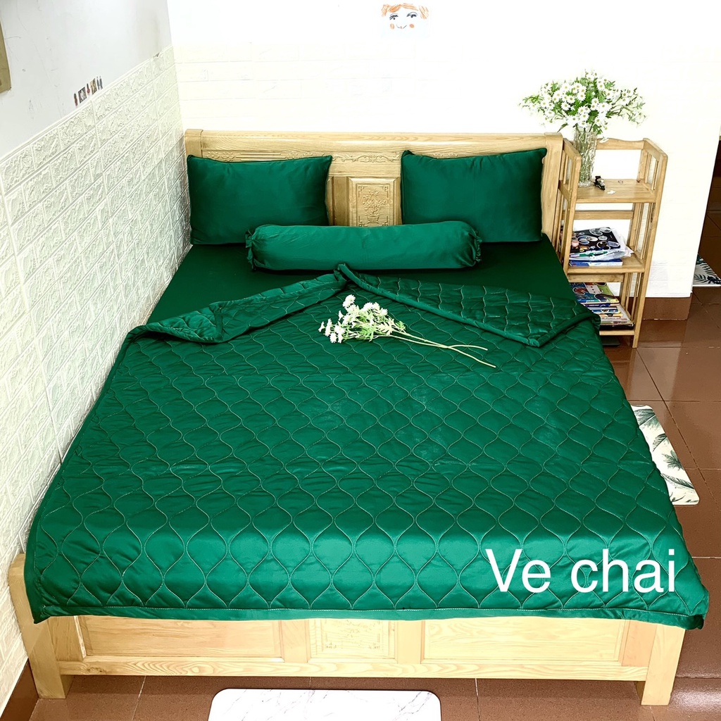 Bộ mền thun trơn màu, vỏ ôm may khóa kéo bít đầu