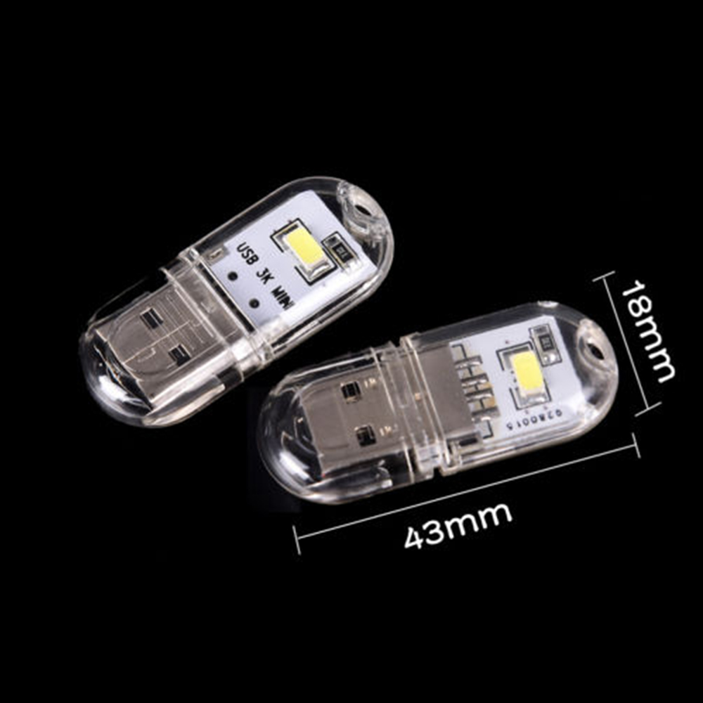 Đèn LED đọc sách đầu cắm USB vỏ nhựa trong suốt nhiều màu sắc tiện dụng