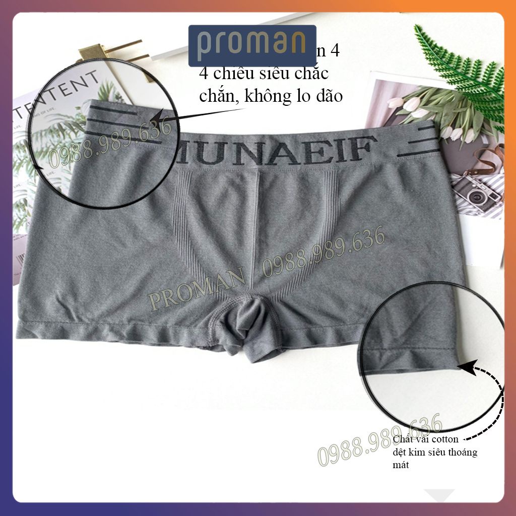 Quần Sịp Nam Đùi Cotton, Quần Lót Nam Munafie Dệt Kim Co Giãn 4 Chiều freesize - PROMAN