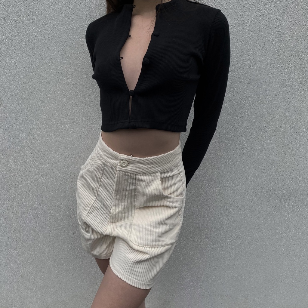 Áo crotop thun tay dài cài nút sexy NAR - BUTTON