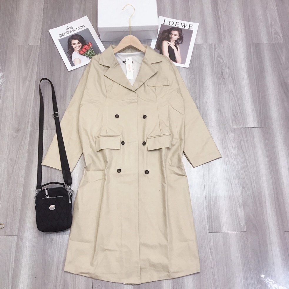 Áo Khoác Manto Nữ Kaki Lót Lụa Cúc Cài Túi Trước | BigBuy360 - bigbuy360.vn