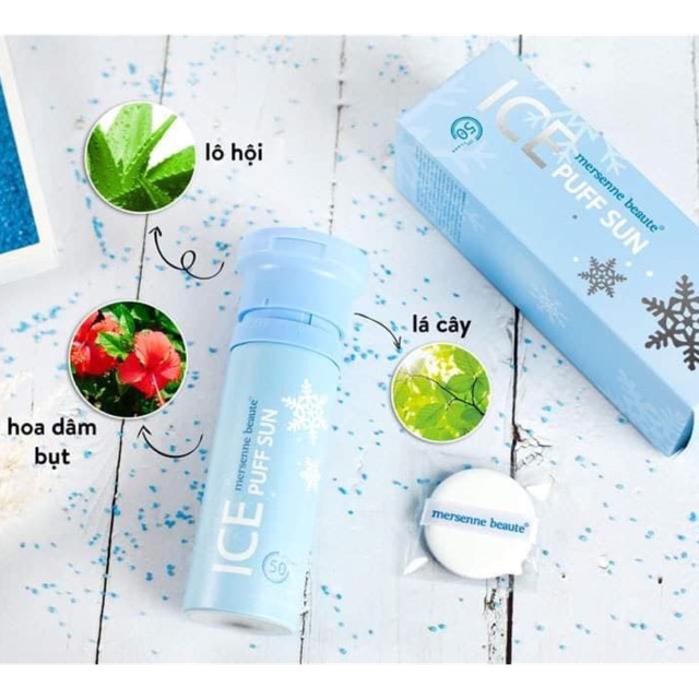 Kem chống nắng ice puff sun bông tuyết xanh mát lạnh - Chính hãng