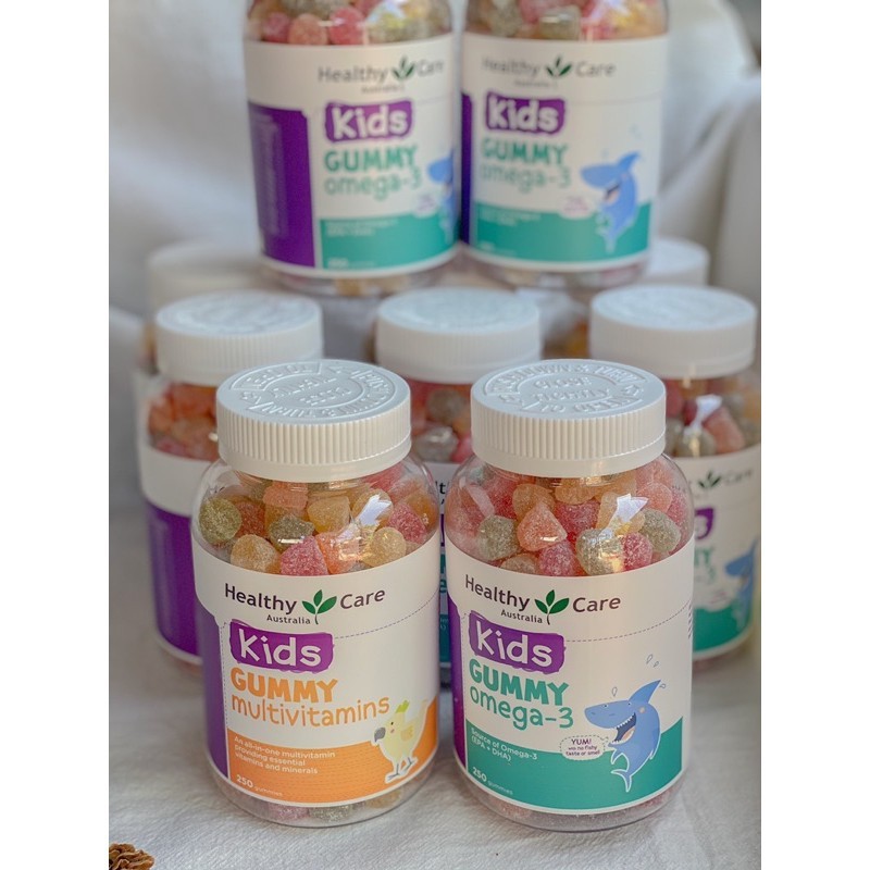 Kẹo dẻo Gummy Healthy Care Kids Úc bổ sung Omega 3 và Vitamin cho bé từ 2 tuổi 250 viên