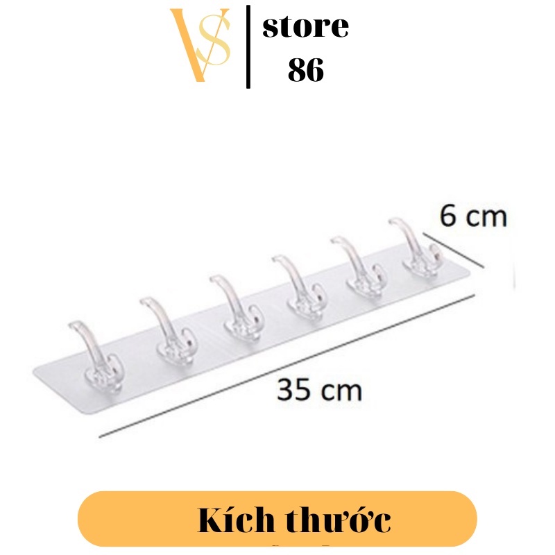 Móc Dán Tường 6 Móc Thanh Dài(Nhựa Trong/Hoạ Tiết 3D