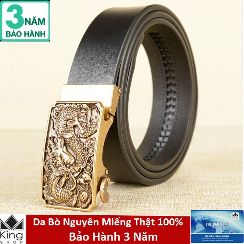 Thắt Lưng Dây Nịt Nam Da Bò Nguyên Miếng Thật 100% Khóa Tự Động Nguyên Thân Rồng - Đồ Da Kingshop