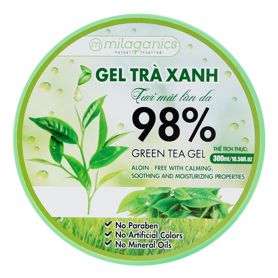 Gel Trà Xanh Tươi Mát Làn Da Milaganics (300ml / Hộp)