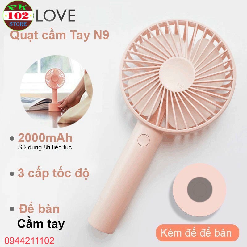 Quạt Mini Cầm Tay N9 ( Quạt Hơi Nước Mini ) Có Đế Để Bàn 3 Cấp Độ Gió Siêu Mát Hình Siêu Xinh (pk102store)