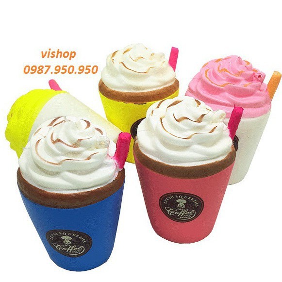 SquiShy kem coffee có ống hút