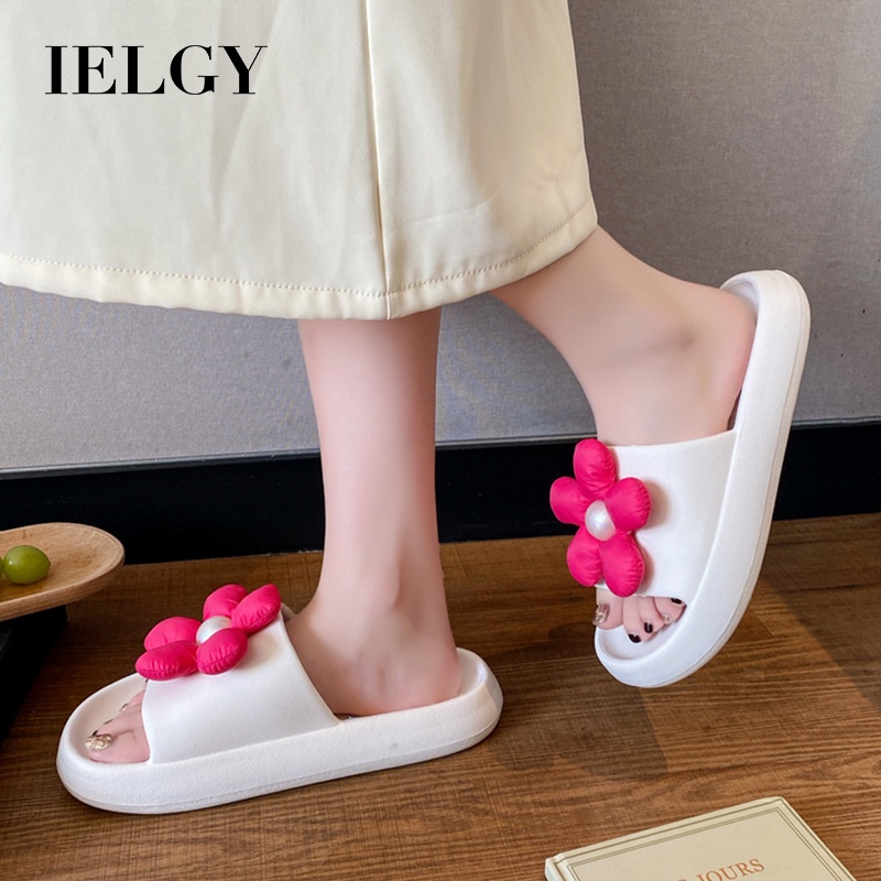 IELGY Dép đi trong nhà  họa tiết hoa xinh xắn thời trang theo phong cách Hàn Quốc cho nữ